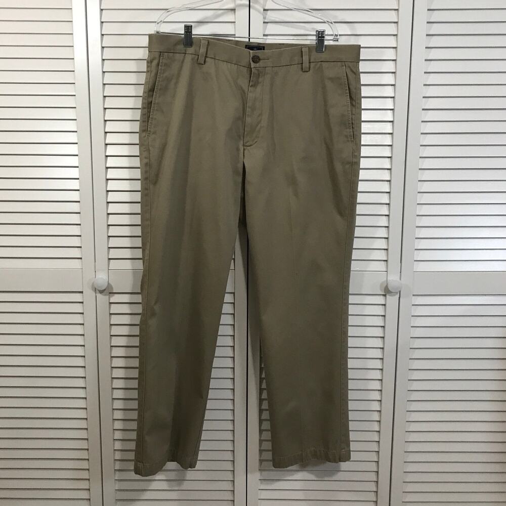 Dockers Signature Khaki Pants Mens 38x30 Flat Front Beige Chinos